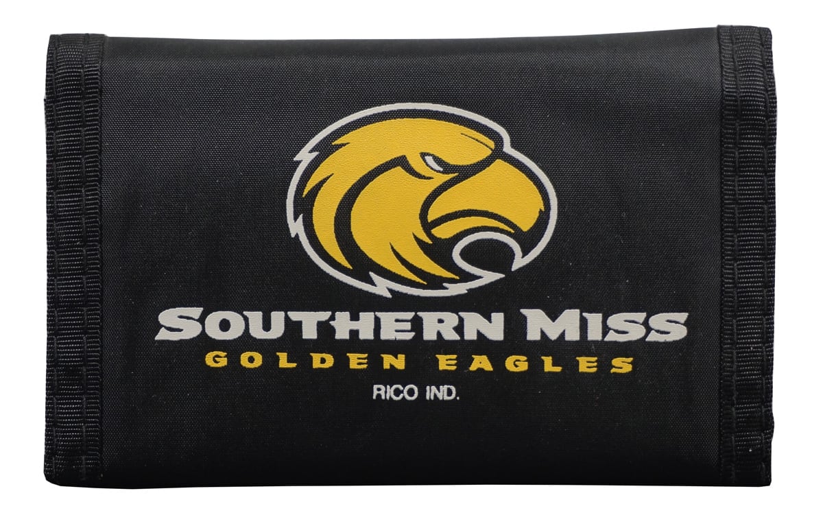 Rico Industries - Southern Mississippi Golden Eagles 3x5 Slim Nylon Trifold Wallet for both kids and adults - Multi