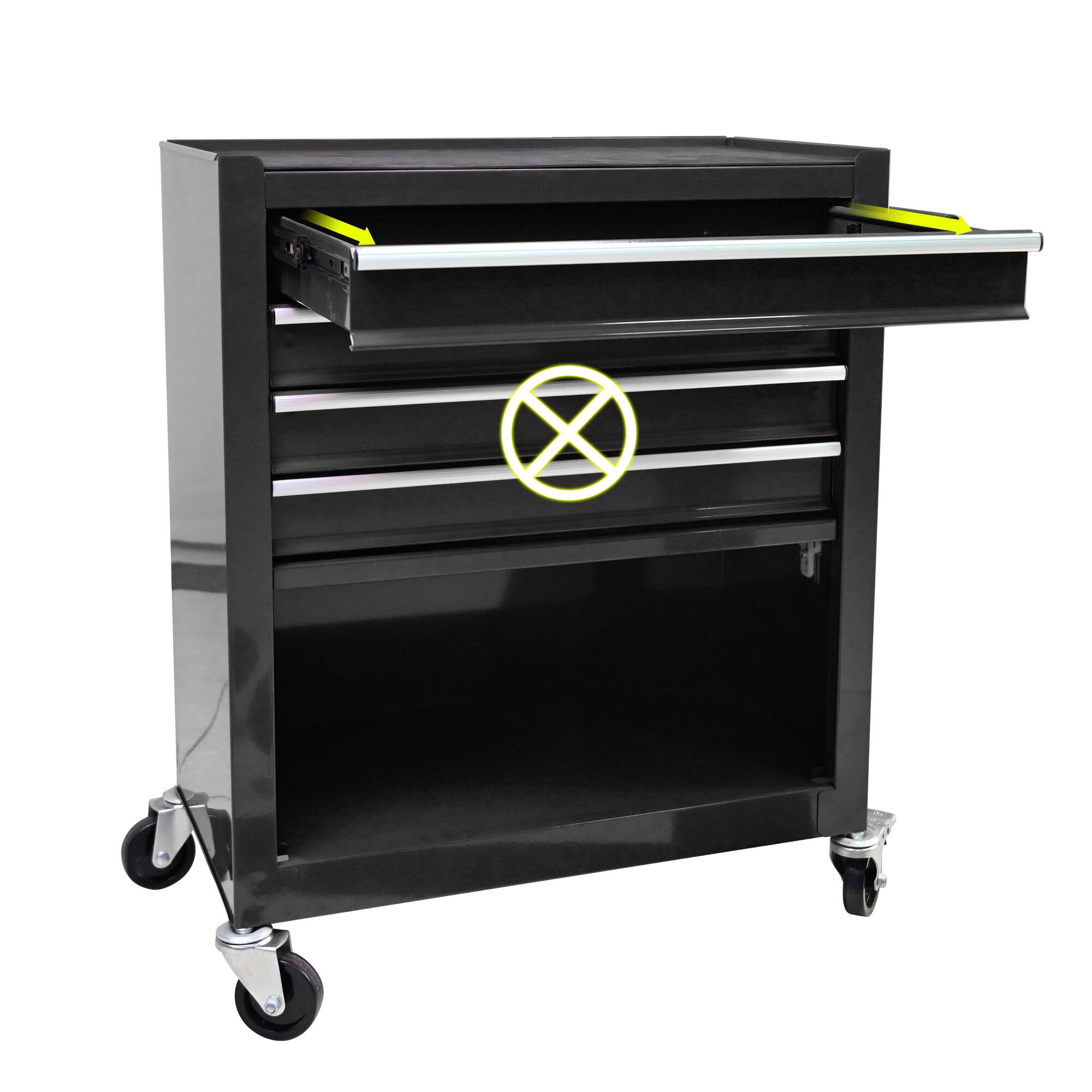 Alt View 2. APRILSOUL - 4 DRAWERS MULTIFUNCTIONAL TOOL CART WITH WHEELS-BLACK - Black.
