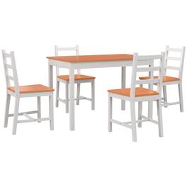 Homcom - Dining Table Set for 4, 5 Piece Modern Kitchen Table and Chairs, Wood Dining Room Set for Small Spaces, Breakfast Nook - White
