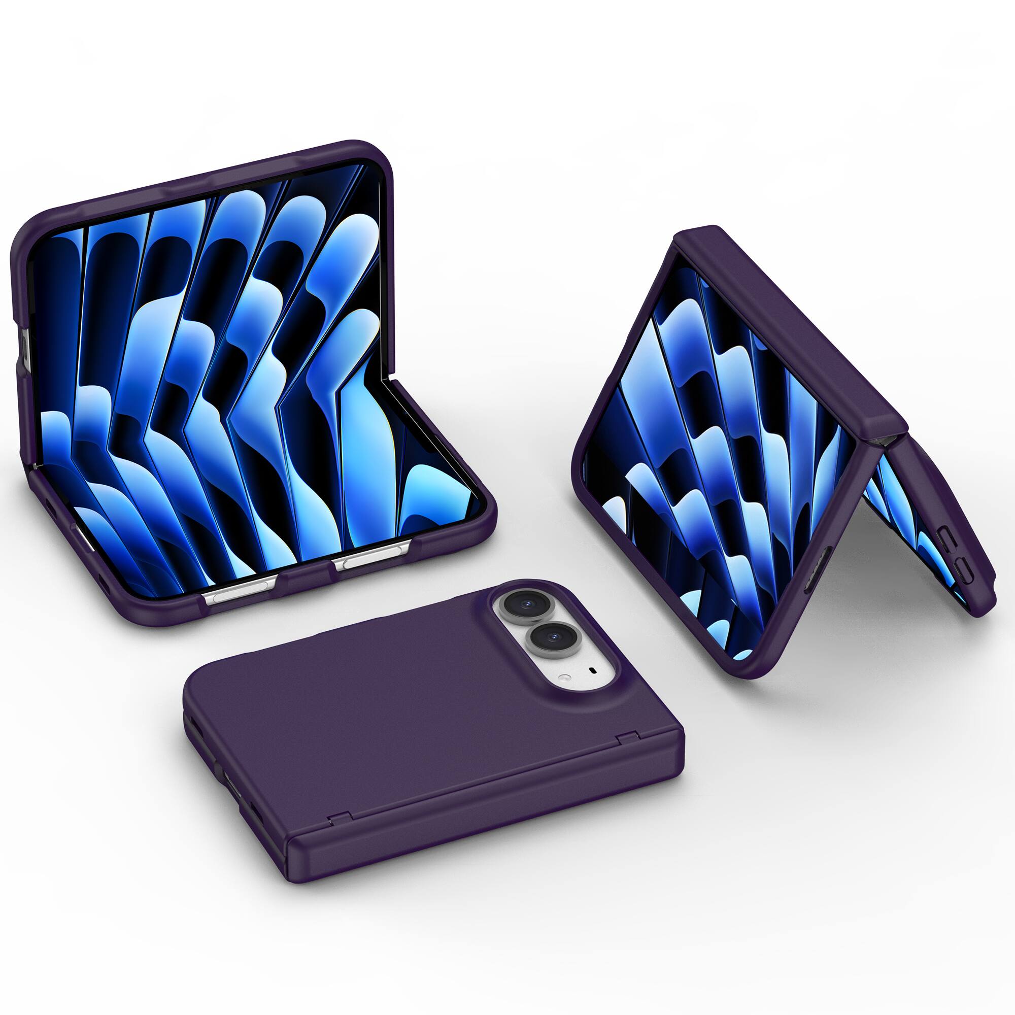 Alt View 3. Dteck - Rugged Magnetic Case for Apple iPhone Duo Built-in Screen Protector Full Hinge Protection Cover,Compatible with Magsafe - Darkpurple.