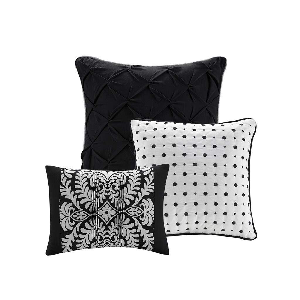 Alt View 3. Gracie Mills - Gracie Mills Muriel Damask Dreams 7-Piece Cotton Printed Comforter Set - Black.