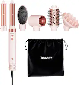 Tideway - Prowaver 6-in-1 Ionic Hot Air Multi-Styler with Auto-Wrap Curlers - Pink