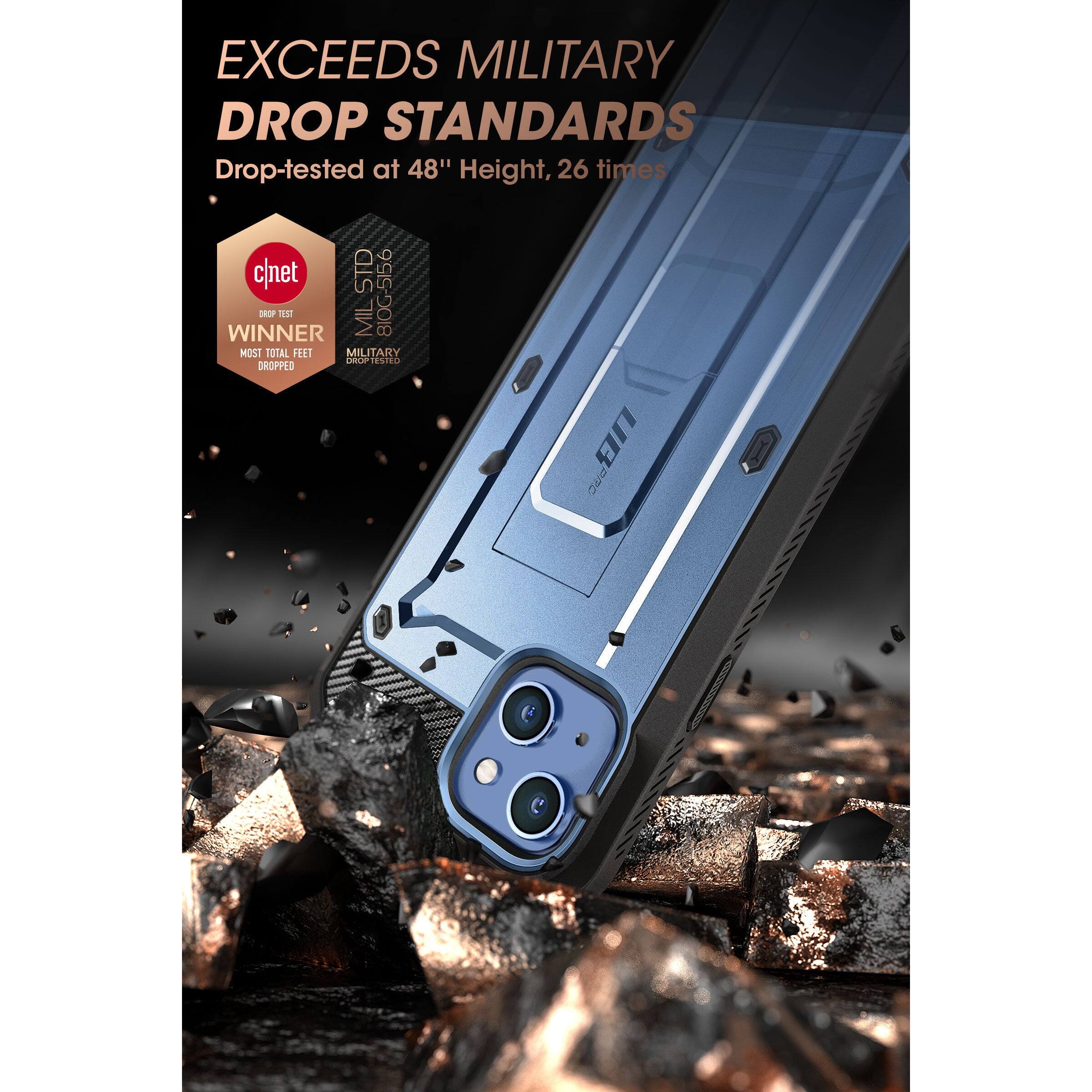 EXCEEDS MILITARY DROP STANDARDS  
Drop-tested at 48" Height, 26 times  

c|net  
DROP TEST  
WINNER  
MOST TOTAL FEET DROPPED  

MILITARY  
DROP-TESTED  
MIL STD 810G-516.6