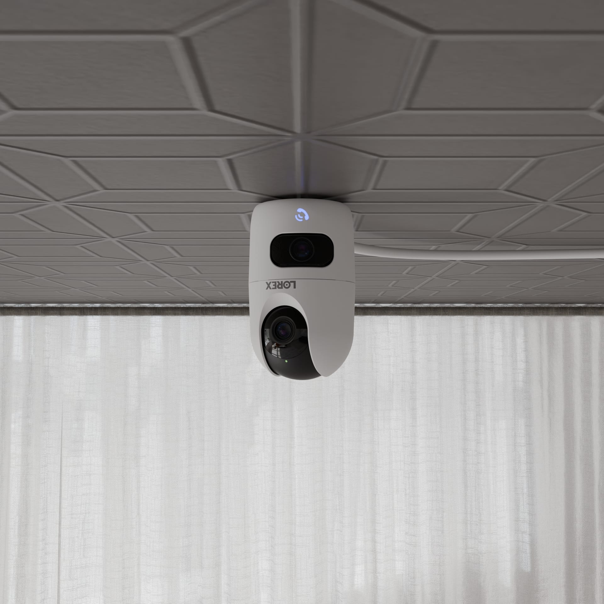 Alt View 3. Lorex - 2K Dual-Lens Indoor Pan-Tilt Wireless Camera - White.