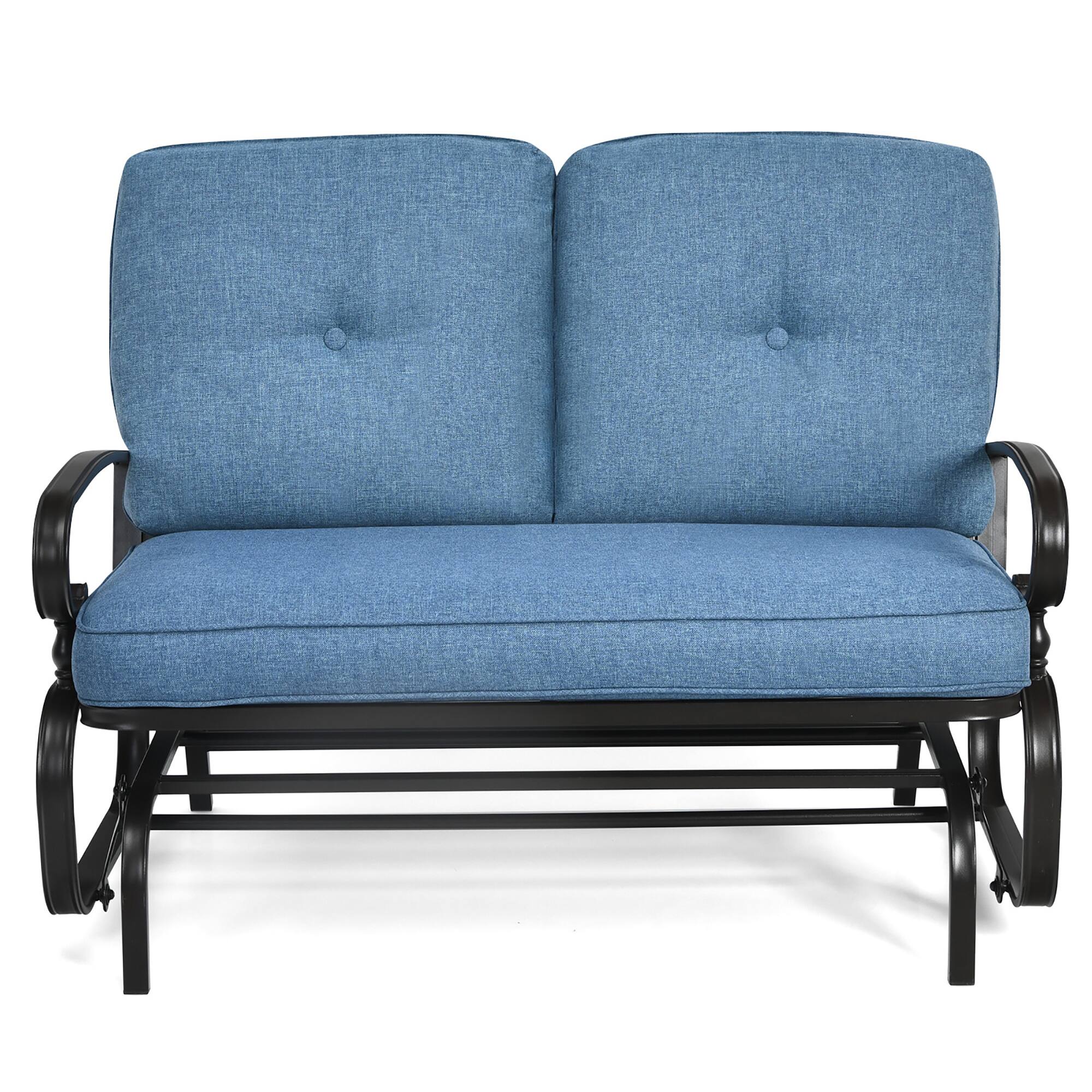 Alt View 8. Costway - Costway 2-Person Outdoor Swing Glider Chair Bench Loveseat Cushioned Sofa - Blue.