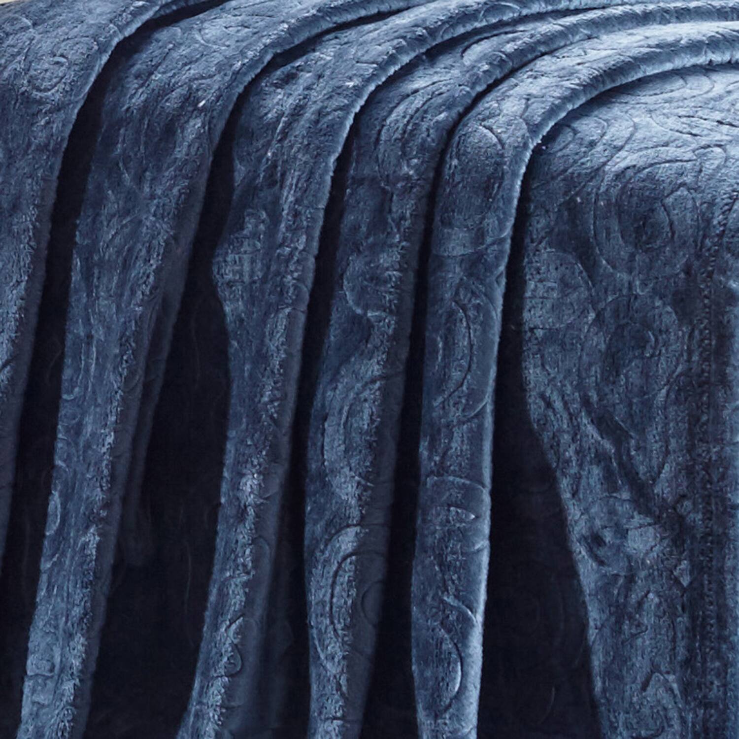 Alt View 4. Noble House - Plazatex Dama Embossed Decorative Super Soft Throw Blanket for Sleep/Decor 2 Pack 50" x 60" Oxford Blue - Oxford Blue.