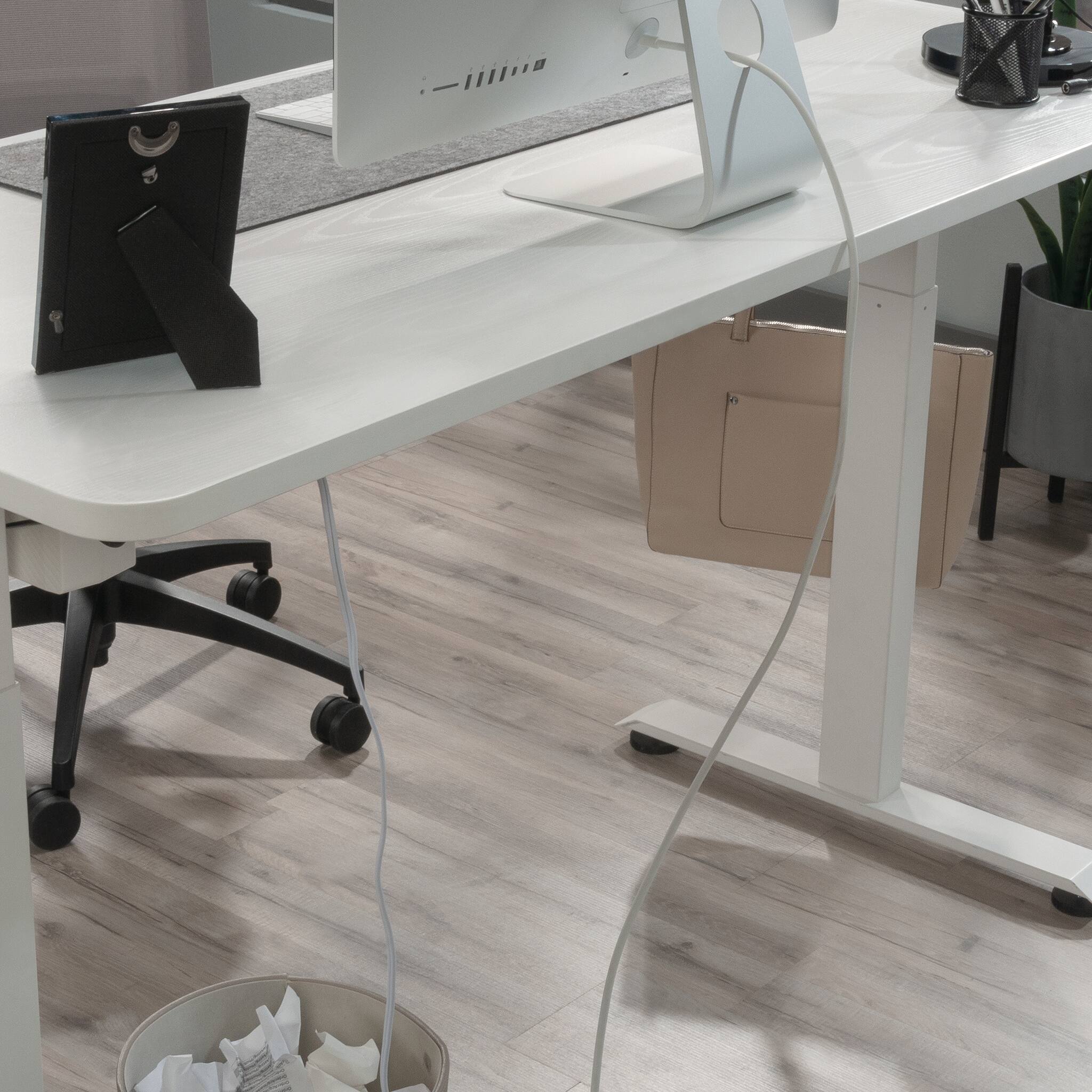 Left. TinyHomie - Sit Stand Desk White finish - White.
