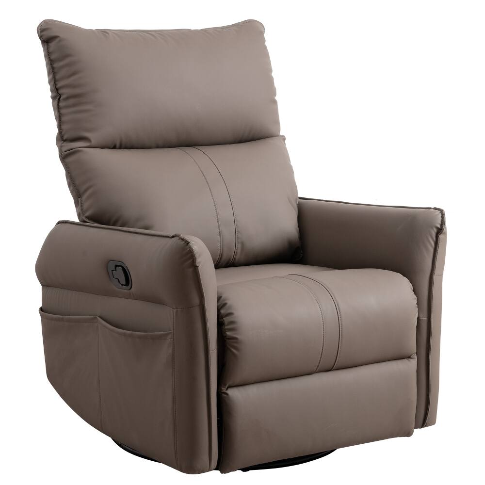 Alt View 3. Loheer - Loheer PU Rocking Recliner Chair 360 Swivel Nursery Glider Chair Home Theater Seating Brown - Brown.