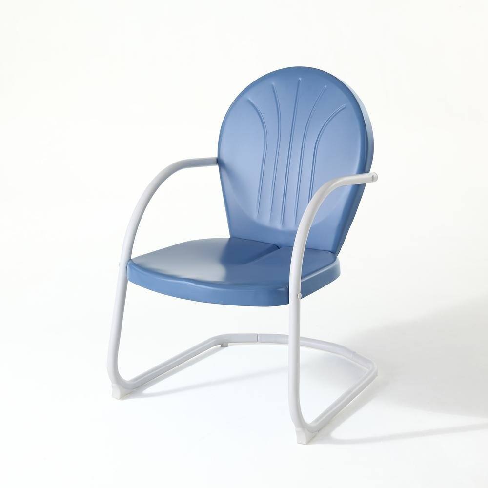 Back. Outdoor Escape - Sky Blue Metal Patio Chair with Gloss Finish – Decorative Retro Style - Sky Blue Gloss.