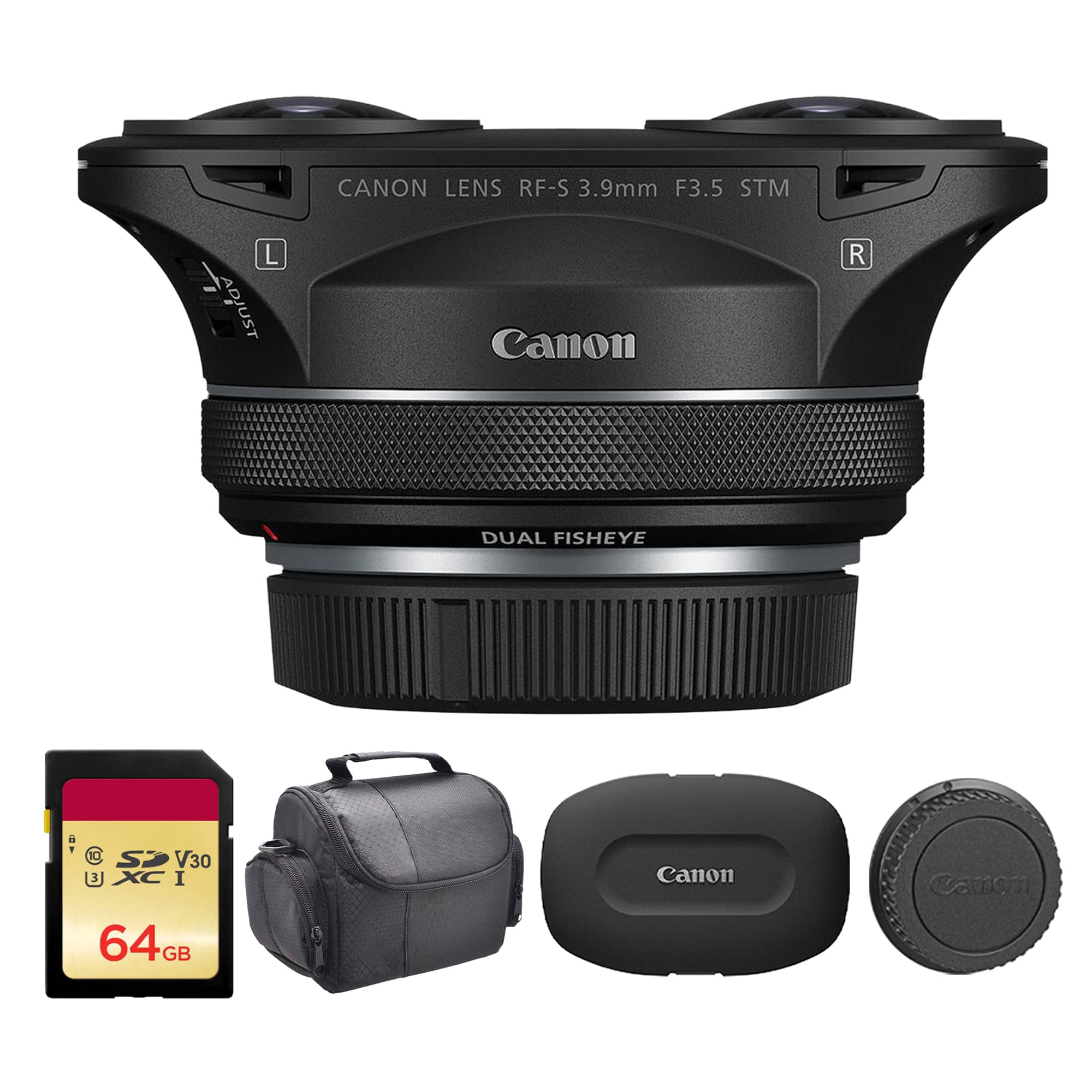 Canon - RF-S 3.9mm f/3.5 STM Dual Fisheye Lens (6578C002) + 64GB Card + Camera Bag - Black price history on PriceWatchPro