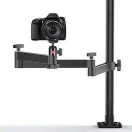 PARKER SLATER - Camera desk mount with flexible arm, 360° ball head, for DSLR, webcam, ring light, or panel light.