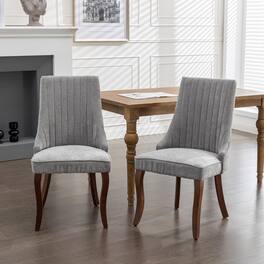 GOODSILO - Elegant Upholstered Dining Chairs Set with High Backrest and Solid Wood Legs for Comfortable Seating - Gray