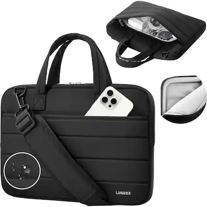 Front. LUGGEX - LUGGEX Back to School Messenger Bag for College, 15/16 Inch Laptop Sleeve with Shoulder Strap - LTX02 - Black.
