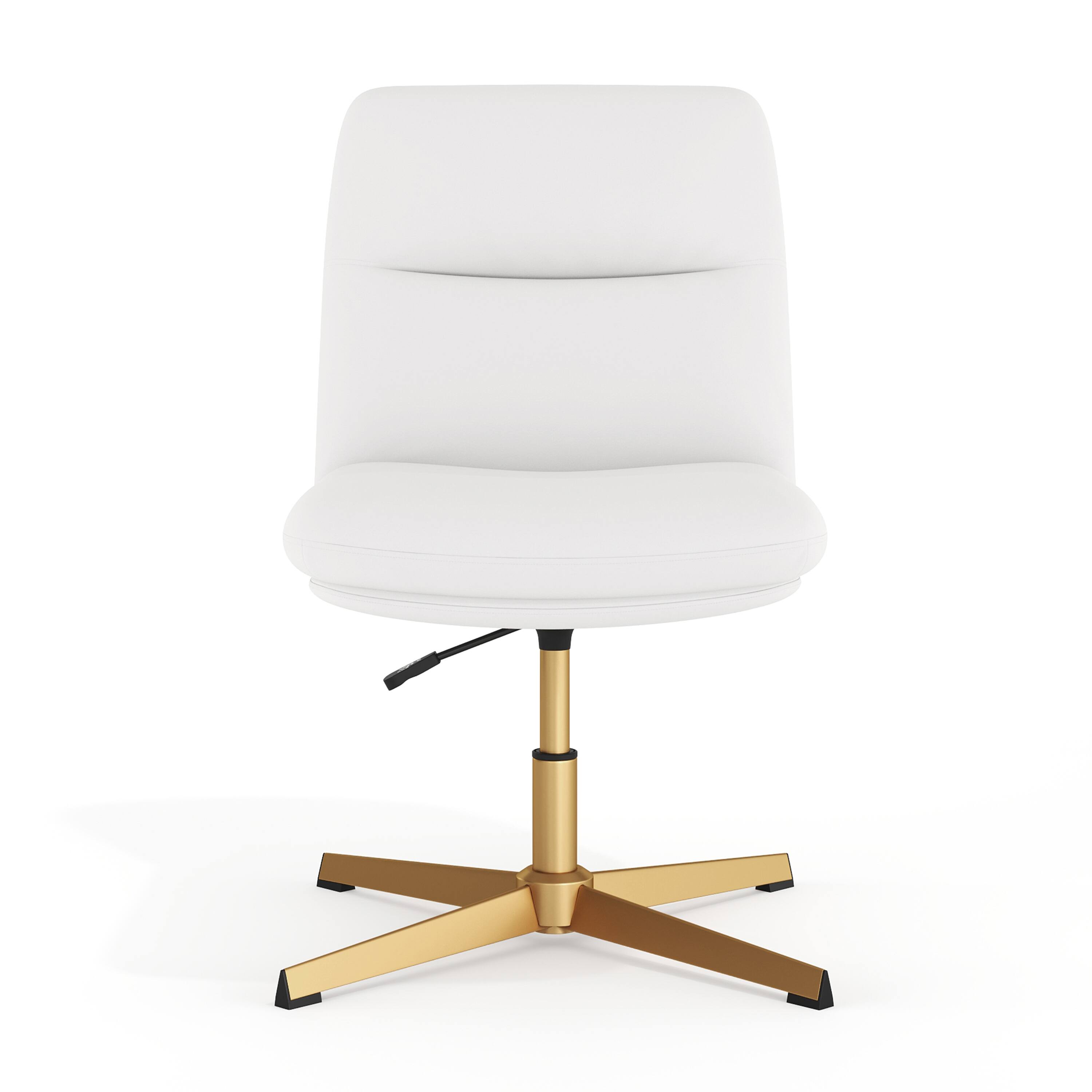 Angle. Flash Furniture - Chloe Commercial Mid-Back White Padded LeatherSoft Armless Stationary Task Office Chair with Adjustable Height, Swivel F - White.