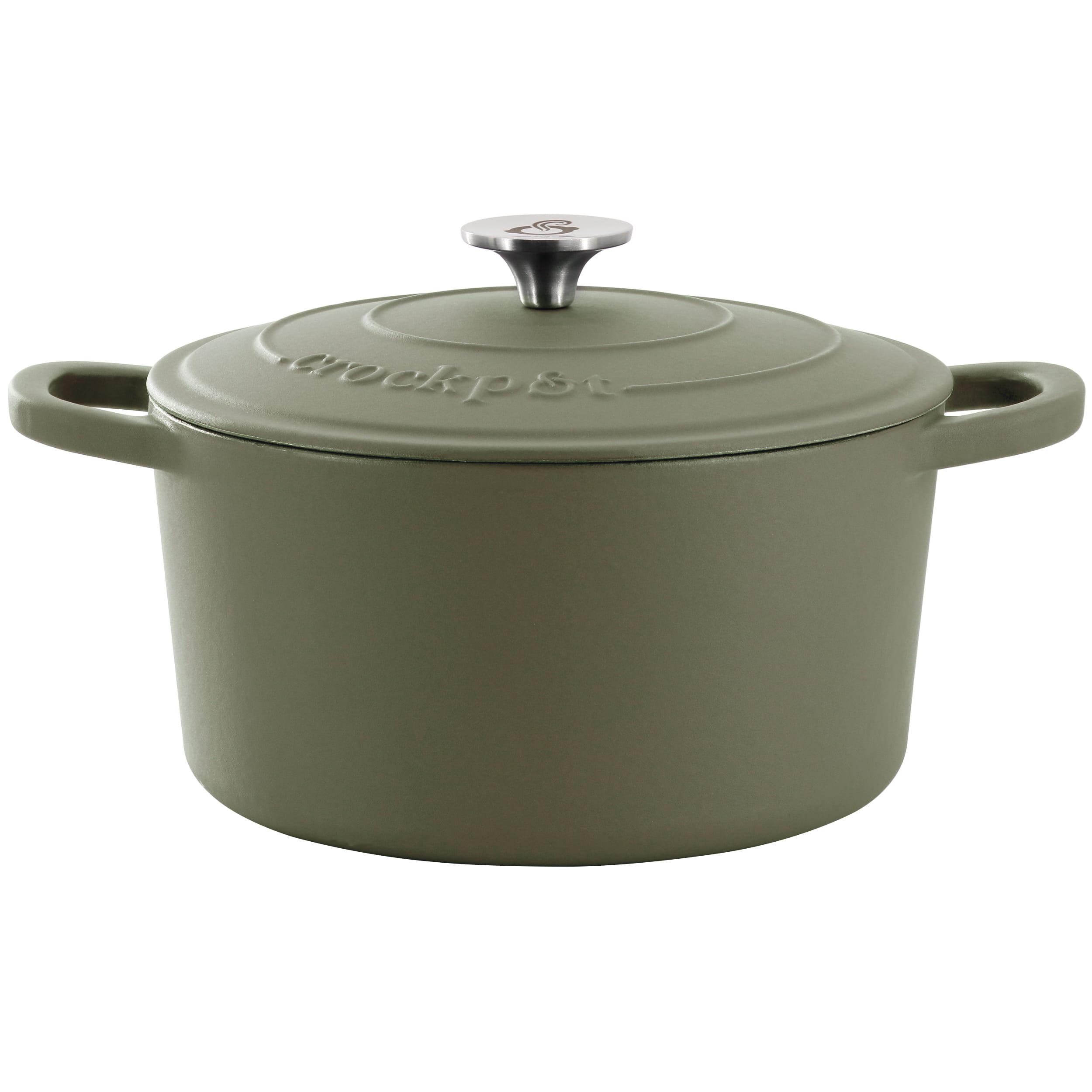 Crockpot - Artisan 5 Quart Enameled Cast Iron Dutch Oven - Matte Green
