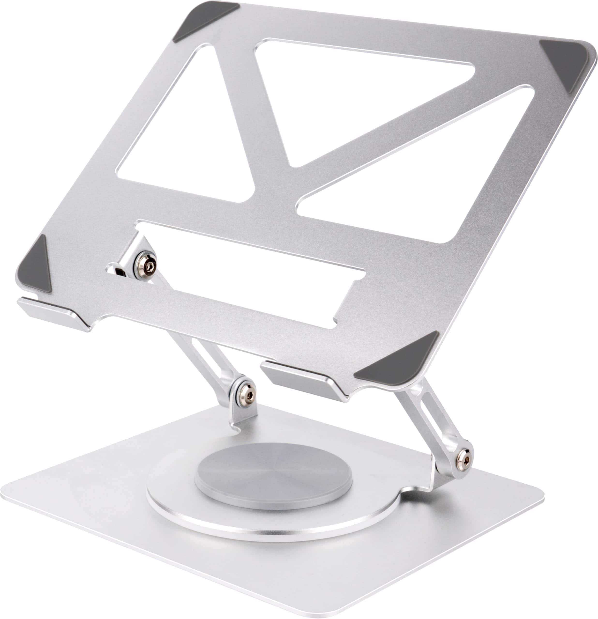 HongFei - 360 Rotating Aluminum Laptop Stand, Adjustable & Foldable Ergonomic Computer Stand, Compatible with MacBook, iPad - Silver