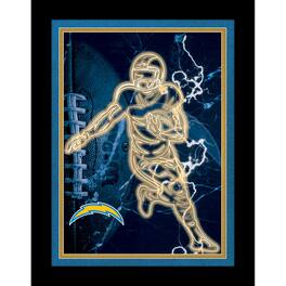 Fan Creations - Los Angeles Chargers 12'' x 16'' Framed Neon Player Print - Black