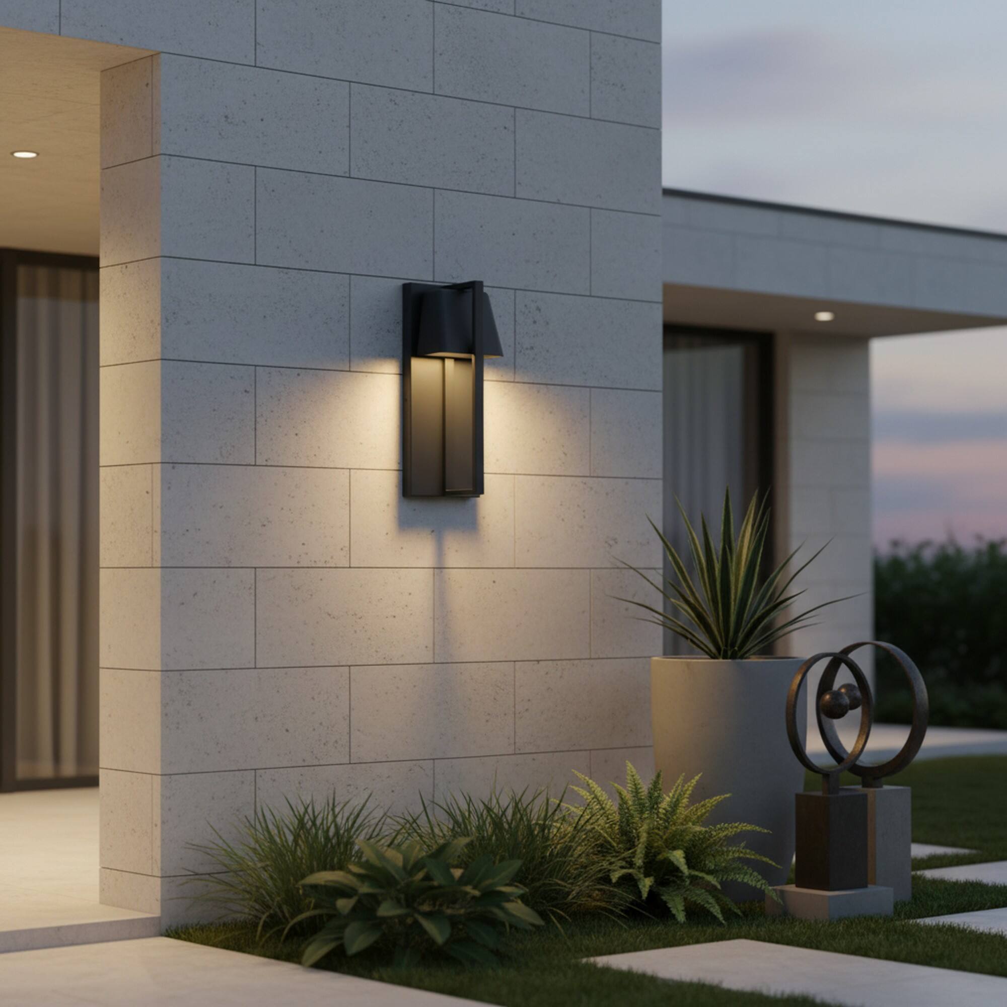 Angle. Umeiluce - LED Outdoor Wall Sconces Waterproof - Matte Black.