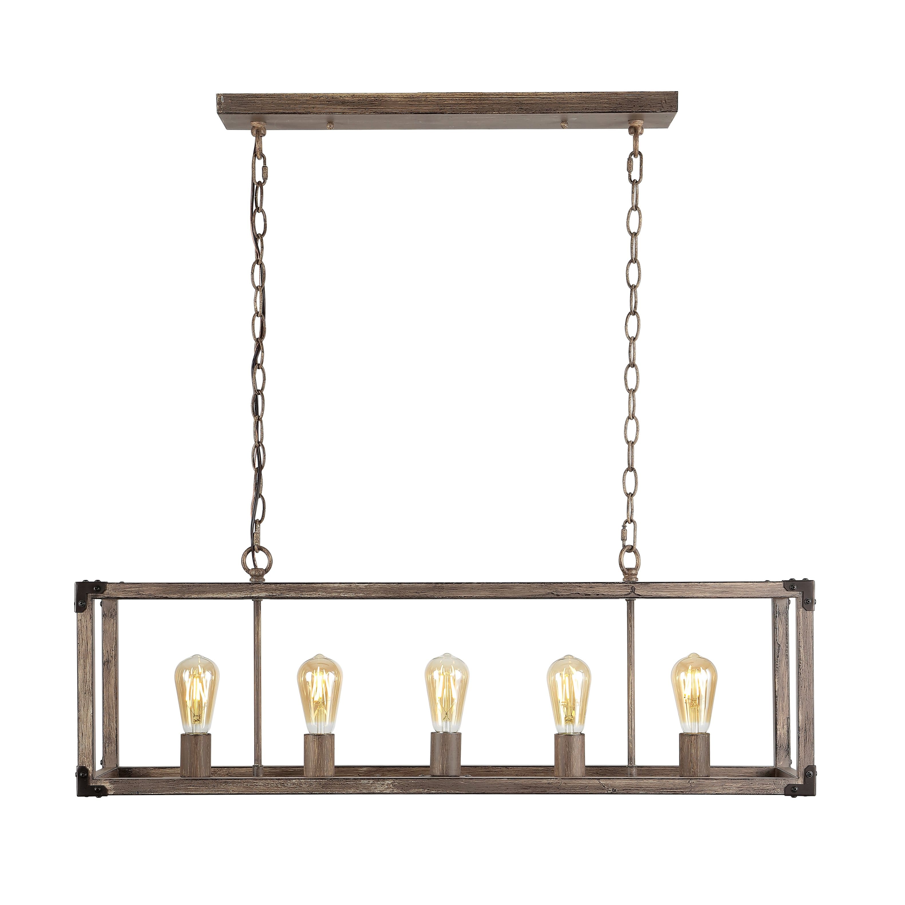 "Jonathan Y - Magnolia 36"" 5-Light Linear Adjustable Iron Rustic Farmhouse LED Pendant - Brown" price history on PriceWatchPro