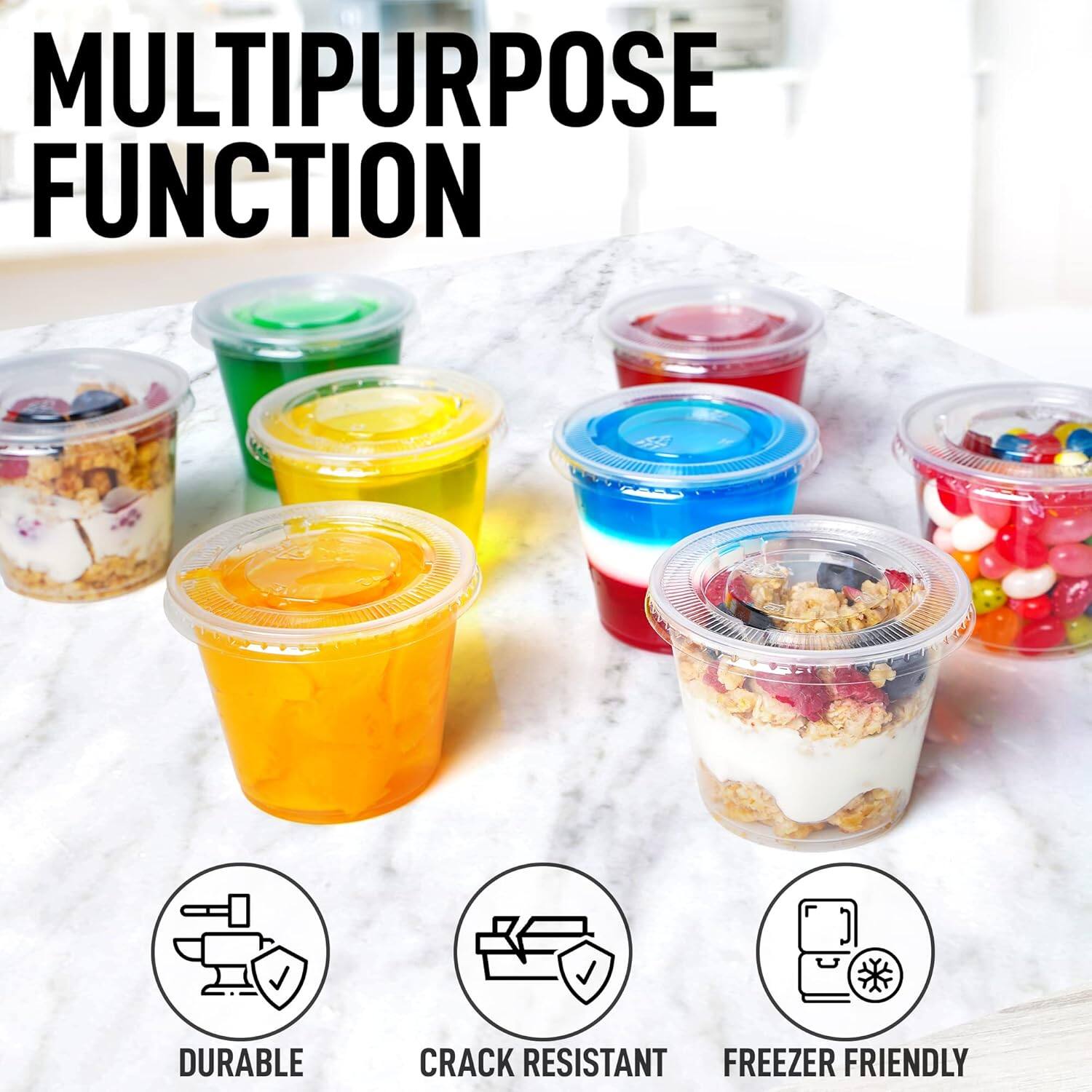 MULTIPURPOSE FUNCTION

DURABLE  
CRACK RESISTANT  
FREEZER FRIENDLY