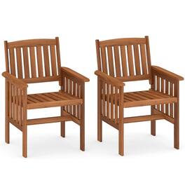 Gymax - Patio Dining Chairs Set of 2 w/Slatted Backrest Seat for Balcony Poolside Porch - Yellow