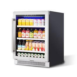 Akicon - Luchar 24” Mini Beverage Refrigerator with Door 164 Cans Built-in for Home - Stainless Steel