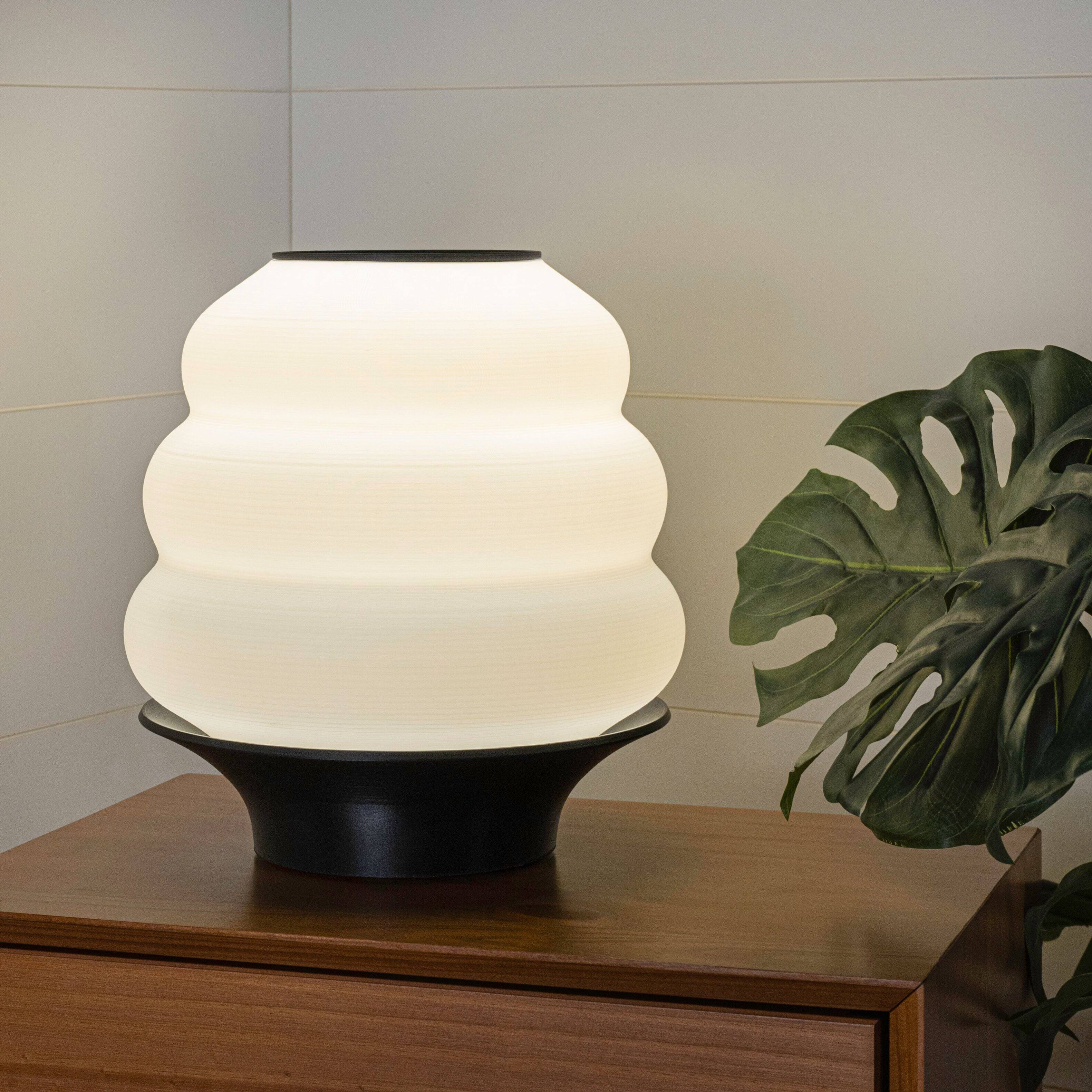 Alt View 1. Jonathan Y - Honey Pot 12" Minimalist Classic Plant-Based PLA 3D Printed Dimmable LED Table Lamp, White/Black - White.