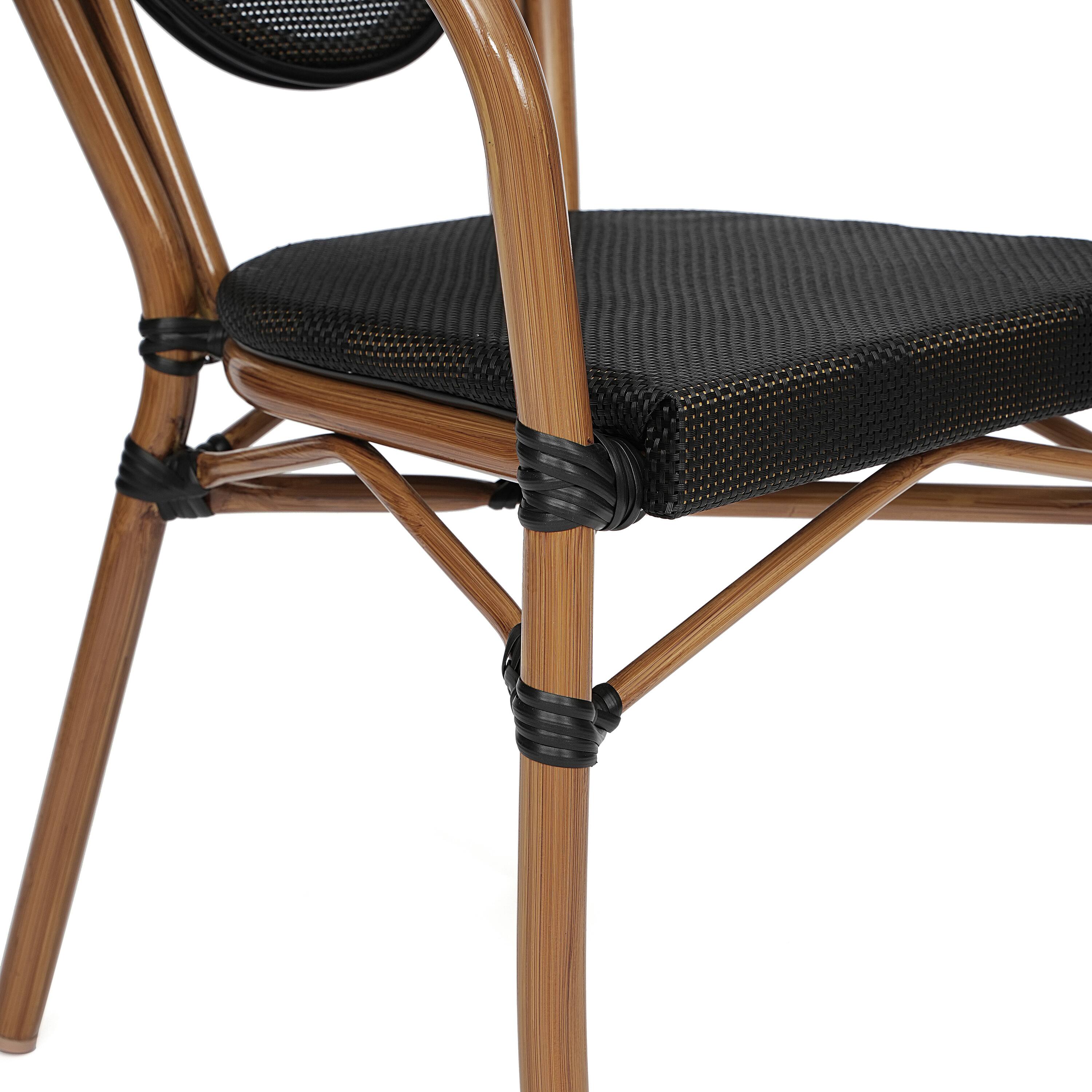 Alt View 10. Emma + Oliver - 2 Pack Stacking Bistro Chair with Bamboo Print Metal Frame - Black/Natural Frame.