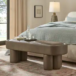 Mossi 52-Inch Oval Vegan Leather Bench by Modway - Mushroom