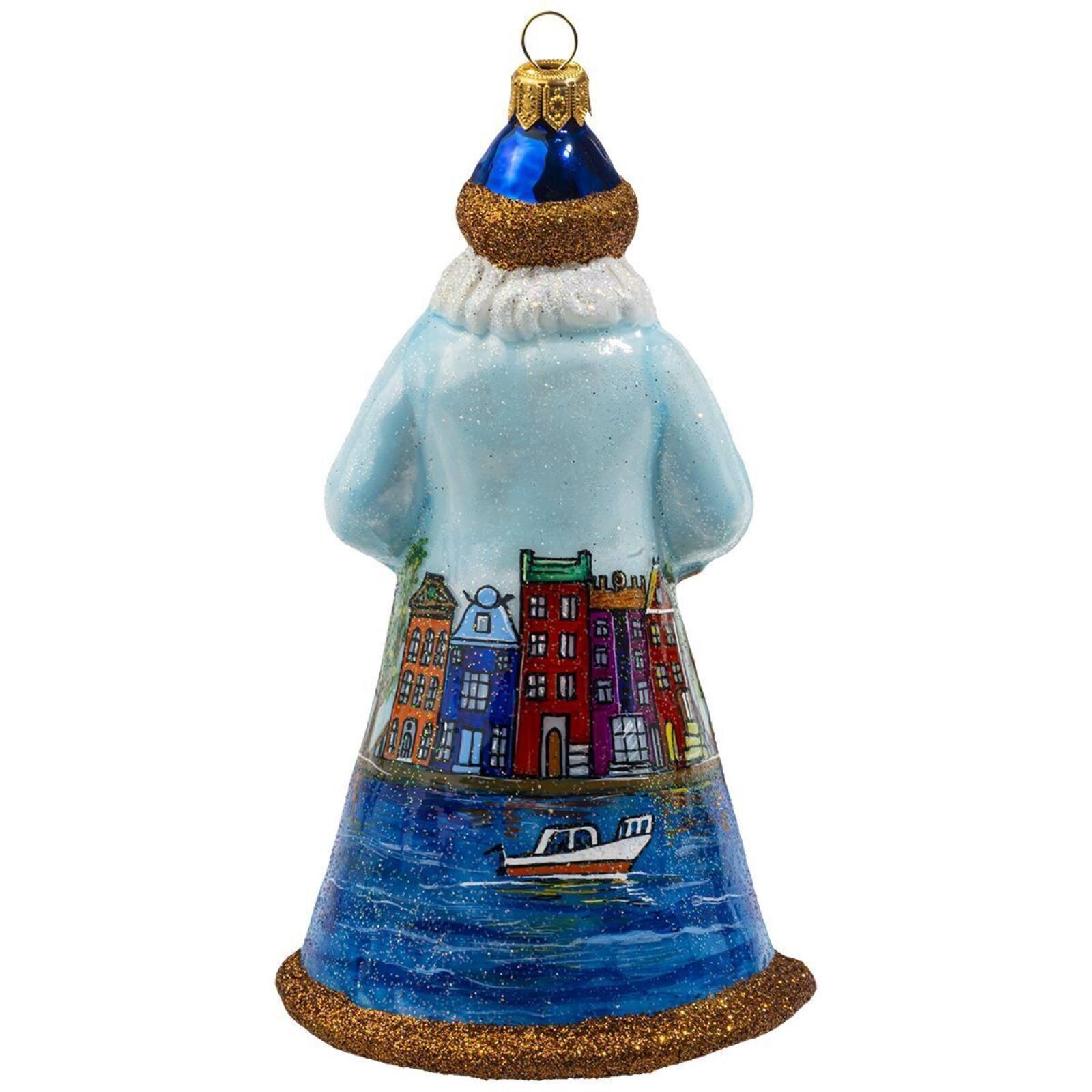 Angle. Joy to the World Collectibles - Joy to the World Glitterazzi Holland Santa with Windmill Polish Glass Ornament - Multicolor.