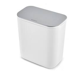 Qeetex - 1.8 Gallon Hanging Trash Can with Stainless Steel Lid, Under Sink Compost Bin for Kitchen Cabinet Door Mounted, White