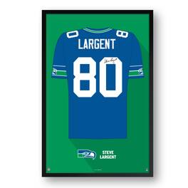 Sporticulture - Steve Largent Seattle Seahawks Framed 27" x 39" Retired Jersey Art Print - Multicolor