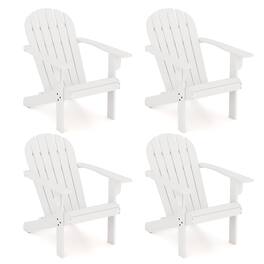 Gymax - 4PCS Patio Adirondack Chair w/ Inclined Seat High Backrest & Wide Armrests - White