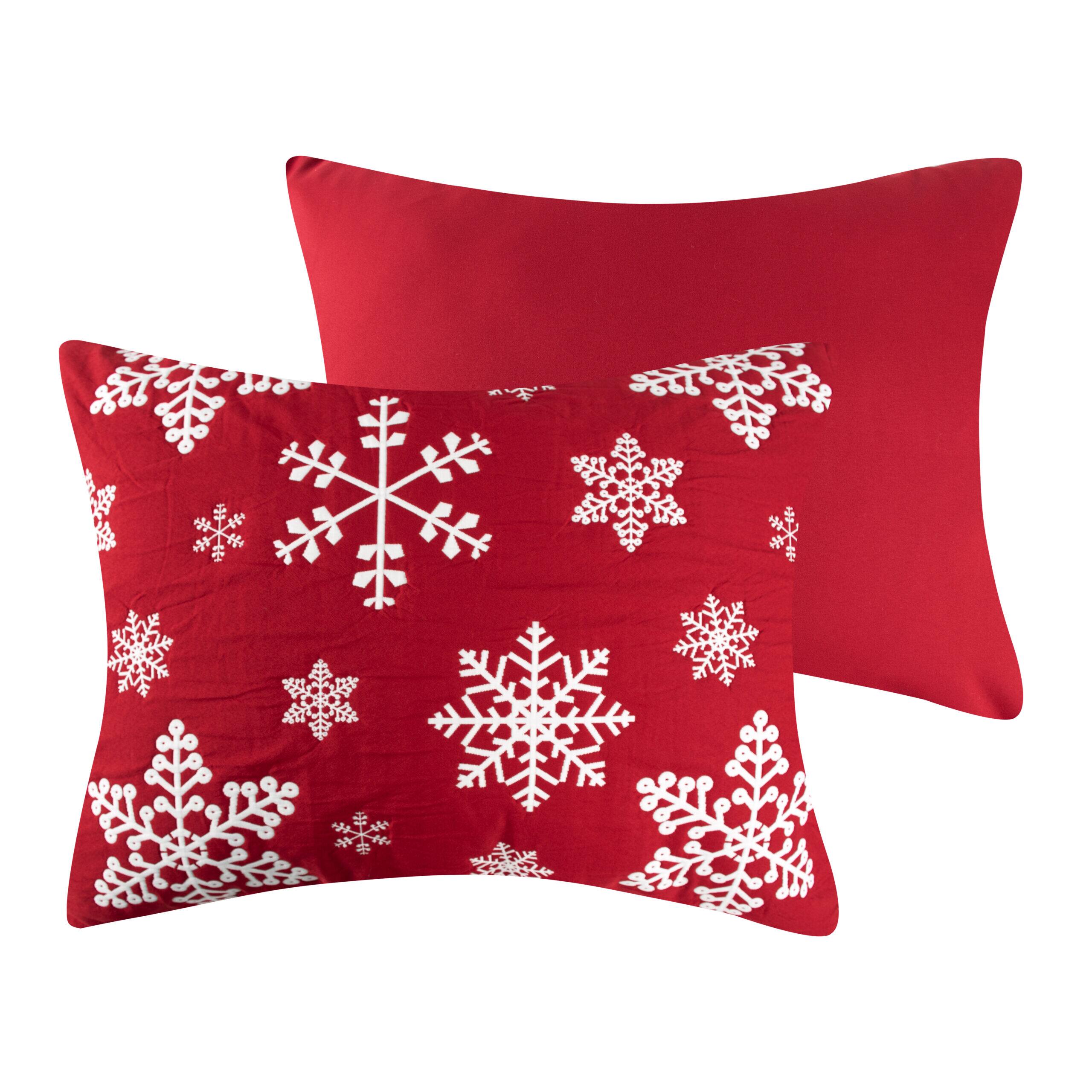 Left. BreeBe - Snowflakes Sham Standard - Red.