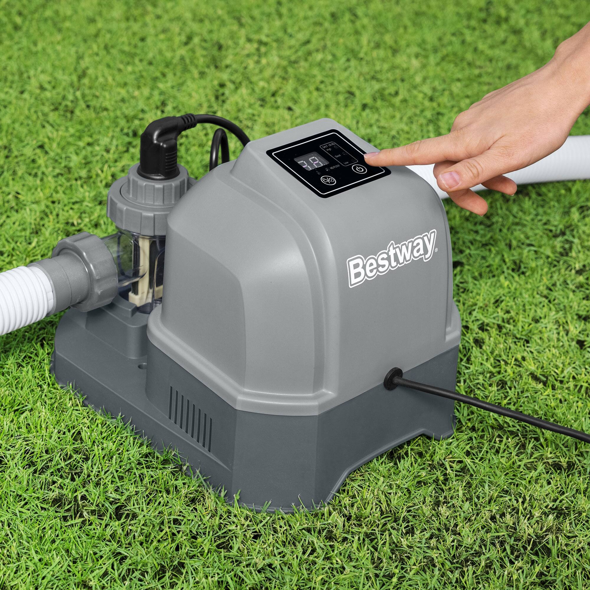 Alt View 3. Bestway - Bestway Flowclear Hydrogenic 6 G/H Digital Self Cleaning Saltwater Chlorinator - Gray.