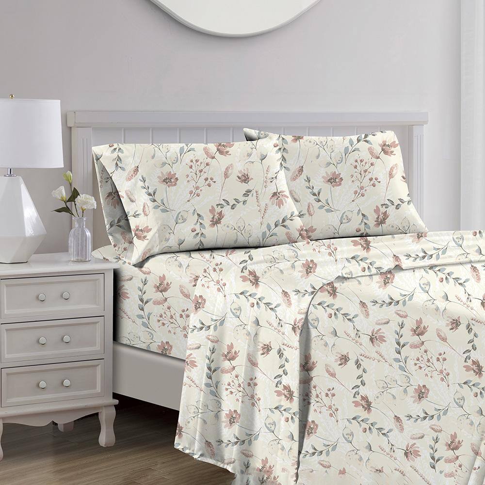 Front. RT Designers Collection - RT Designers Collection Petals Organic Cotton Ultra Soft Printed Sheet Set Multi Queen - Multicolor.