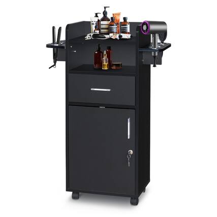 Front. Winado - Salon Trolley Cart with Wheels / Drawer Stylist Cart Barber Station for Beauty - Black.