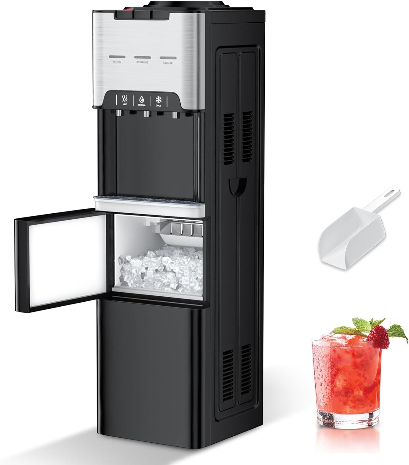 Alt View 7. Circus Cirle - 3-in-1 Water Dispenser with 44LBS/24H Ice Maker - Black.