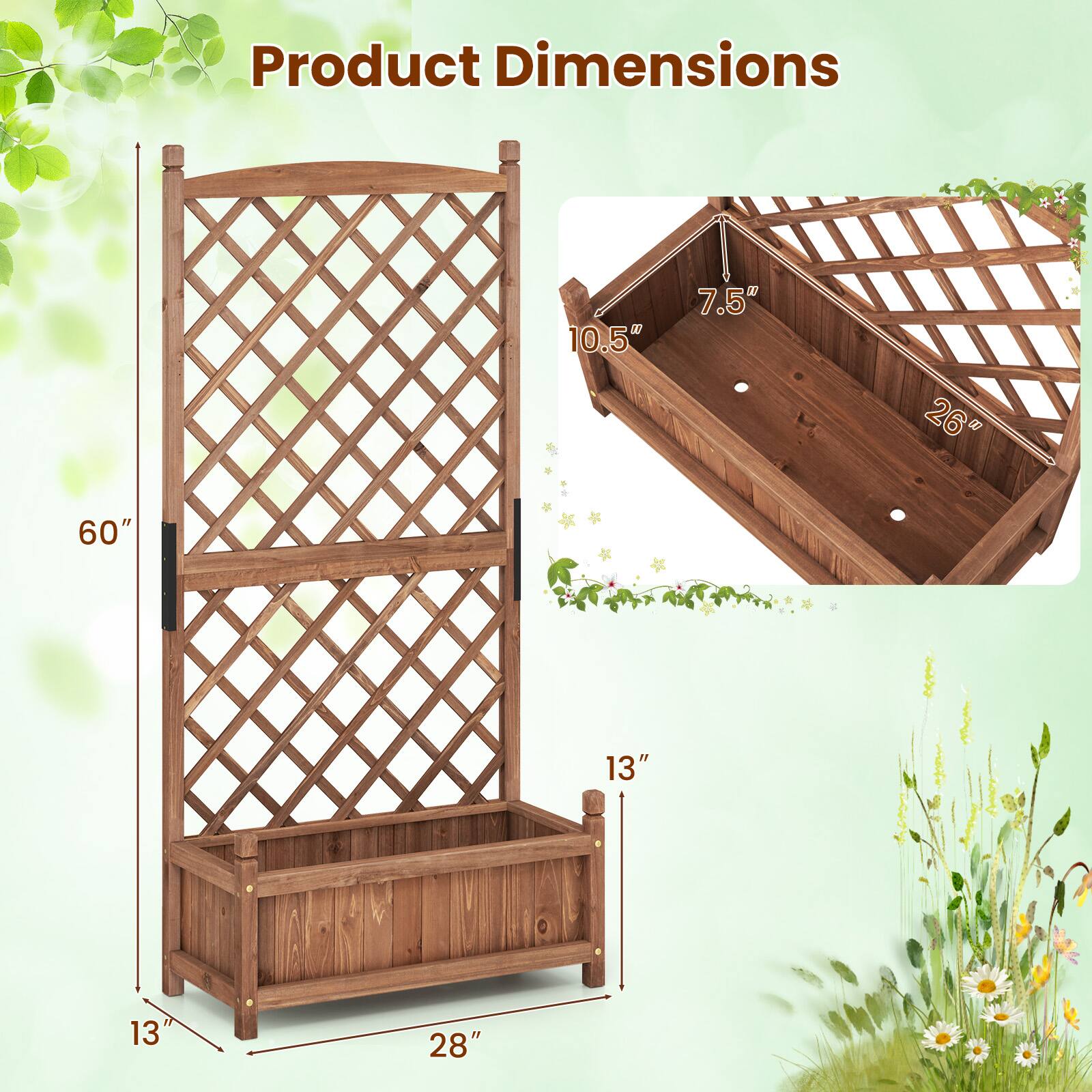 Product Dimensions: 10.5" x 7.5" x 26" x 60" x 13" x 13" x 28"