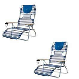 Ostrich - 3-N-1 Aluminum Multi-Position Reclining Beach Chair, (2 Pack) - Striped