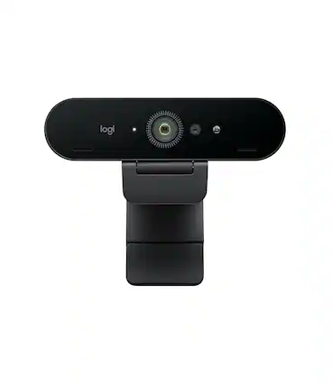 Front. Logitech - Brio Ultra HD Pro 4096 x 2160 Business Webcam with RightLight 3 and Noise-Cancelling Dual Mics - Black.