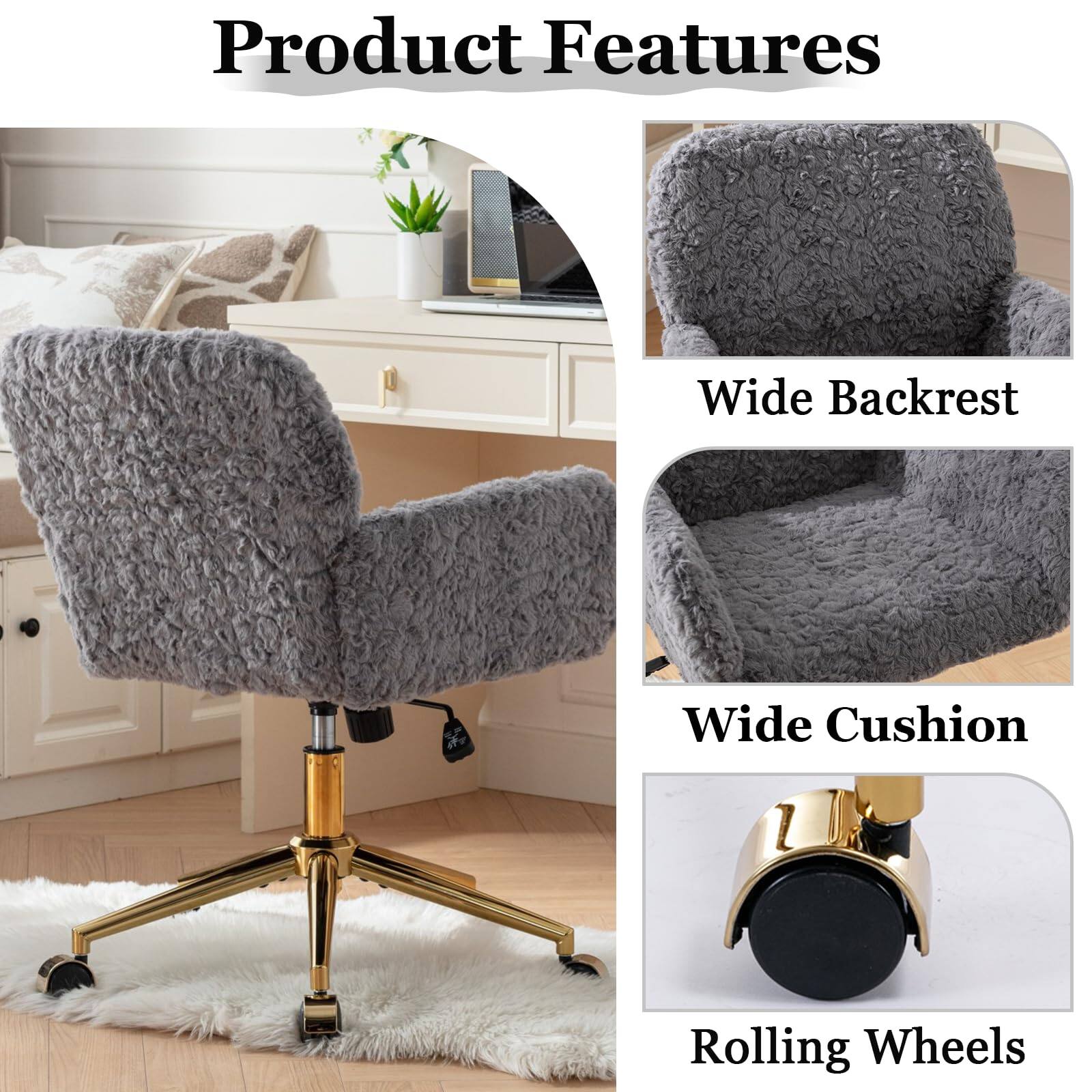 Product Features

- Wide Backrest
- Wide Cushion
- Rolling Wheels