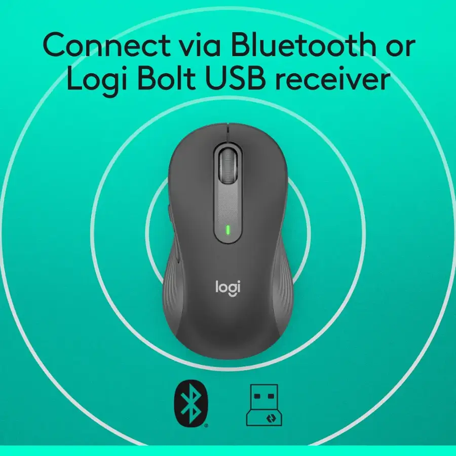 Connect via Bluetooth or Logi Bolt USB receiver.