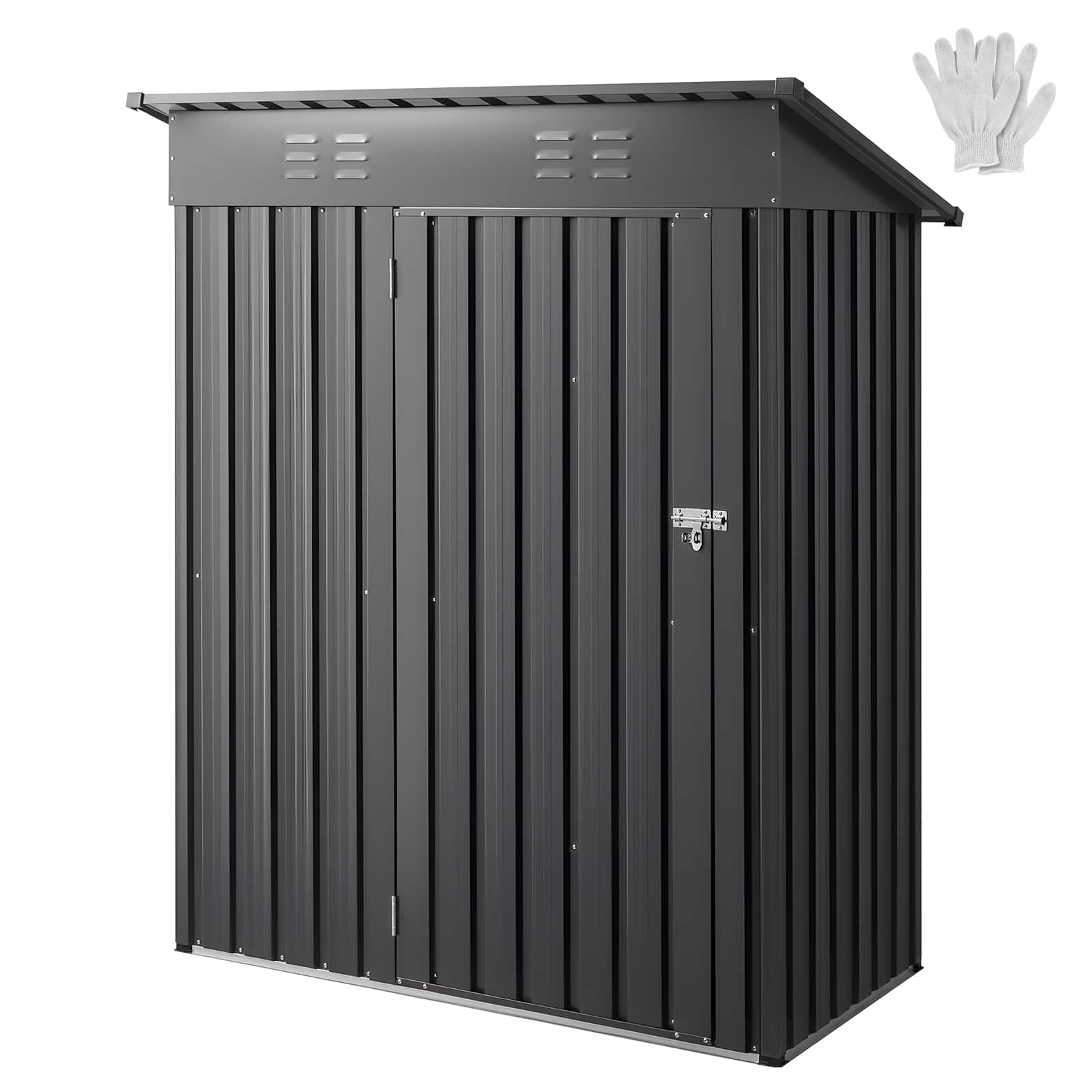 VEVOR - 5 x 3 FT Metal Garden Shed, Storage Building with Lockable Door & 2 Louver Vents, Sloped Roof Metal Outdoor Storage Shed - Black price history on PriceWatchPro