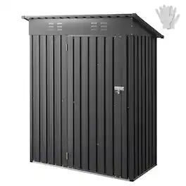 VEVOR - 5 x 3 FT Metal Garden Shed, Storage Building with Lockable Door & 2 Louver Vents, Sloped Roof Metal Outdoor Storage Shed - Black