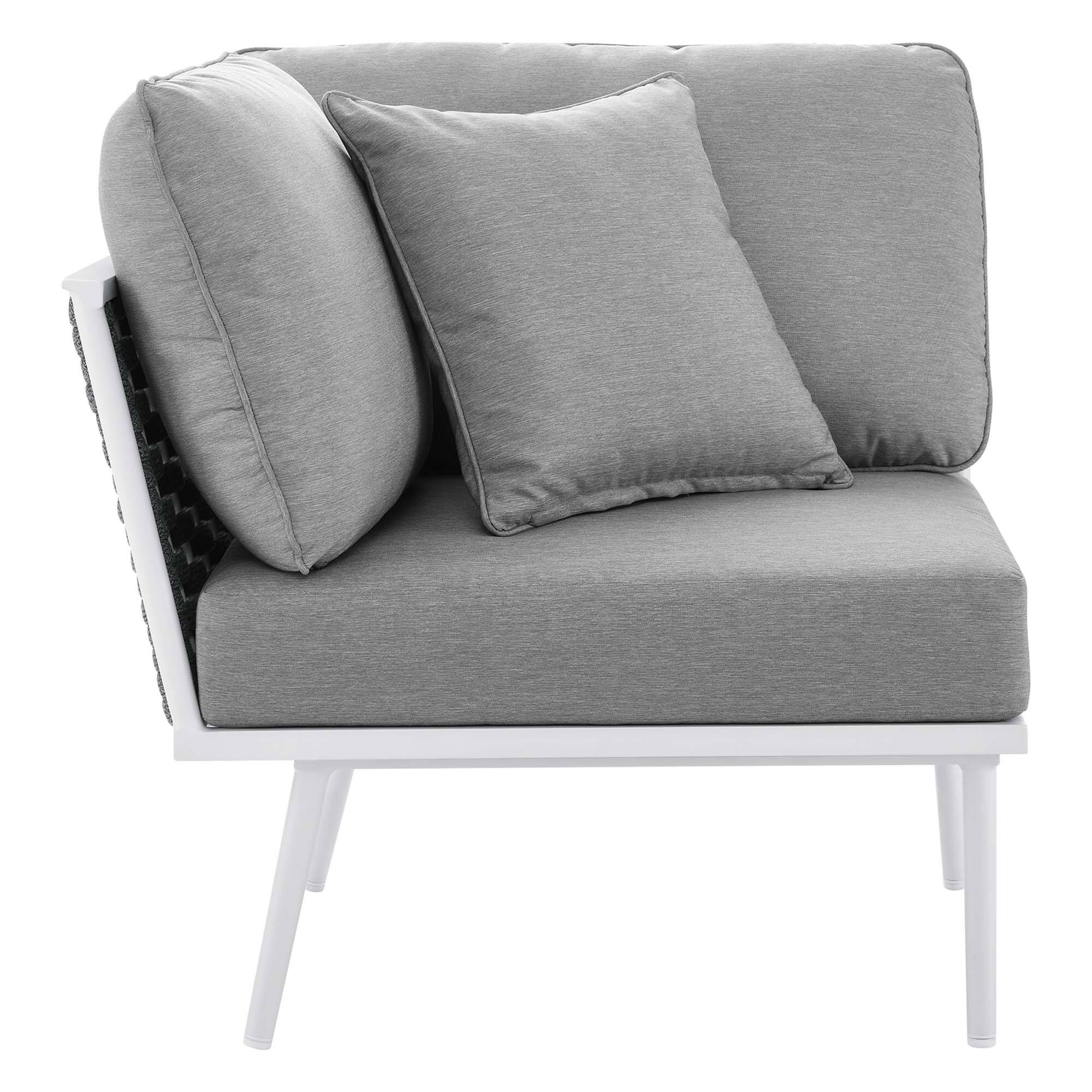 Alt View 5. Modway - Stance 9-Piece Aluminum Outdoor Sectional Sofa Set - White Gray.