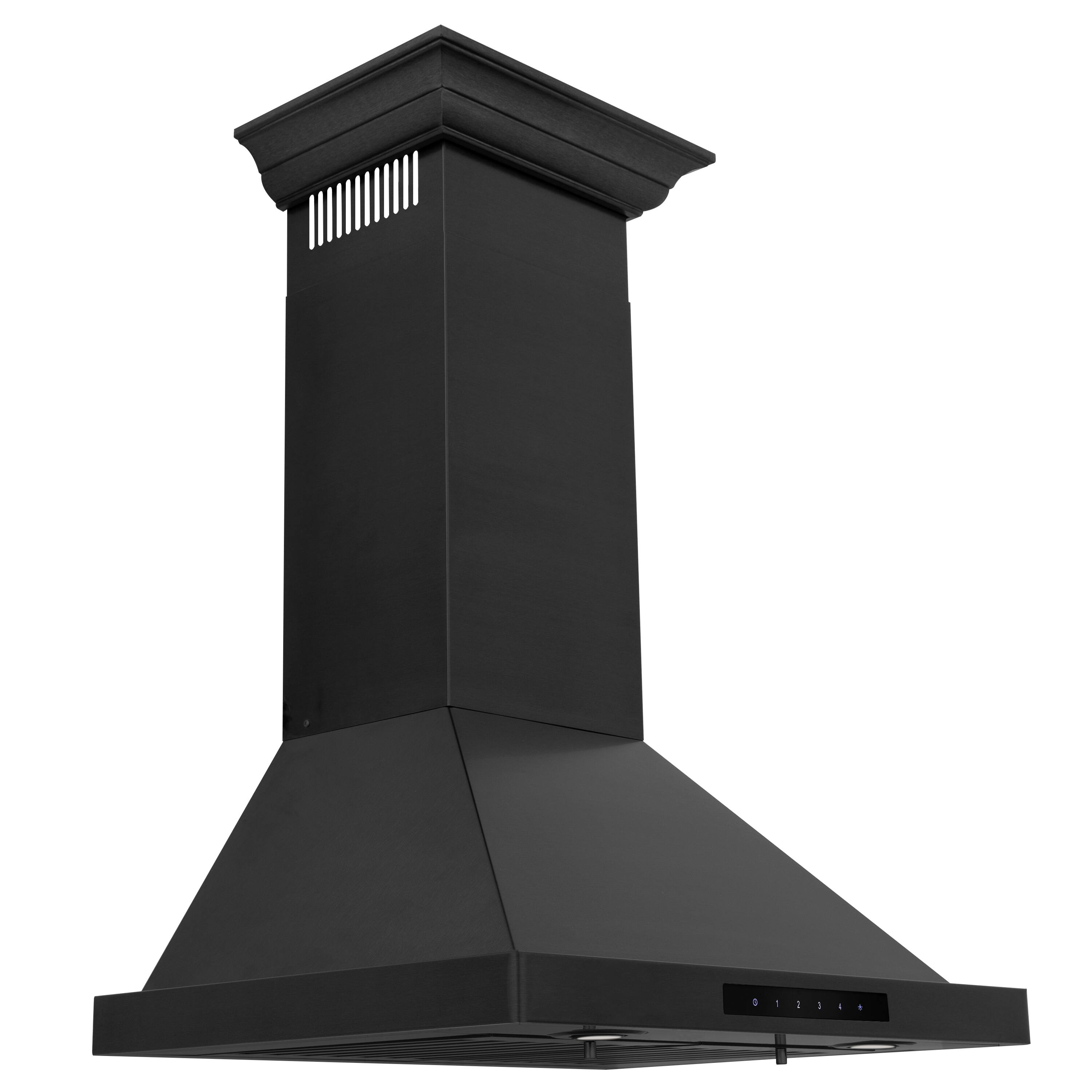 Left. ZLINE - ZLINE 24" Convertible Vent Wall Mount Range Hood in Black Stainless Steel with Crown Molding (BSKBNCRN-24) - Black Stainless Steel.