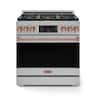 36 in. Wide 6 Burner Gordon Ramsay Series by Thor Kitchen 6.0 Cu. Ft Freestanding Gas Range with Rose Gold Hardware - Stainless Steel