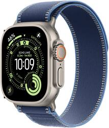 Apple Watch Ultra 3 (GPS+Cellular) 49mm Titanium Case with Blue/Bright Blue Trail Loop - S/M - Natural - (2025) - Front_Zoom