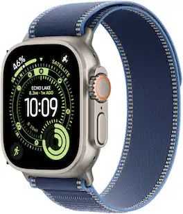 Apple Watch Ultra 3 (GPS+Cellular) 49mm Titanium Case with Blue/Bright Blue Trail Loop - S/M - Natural - (2025)